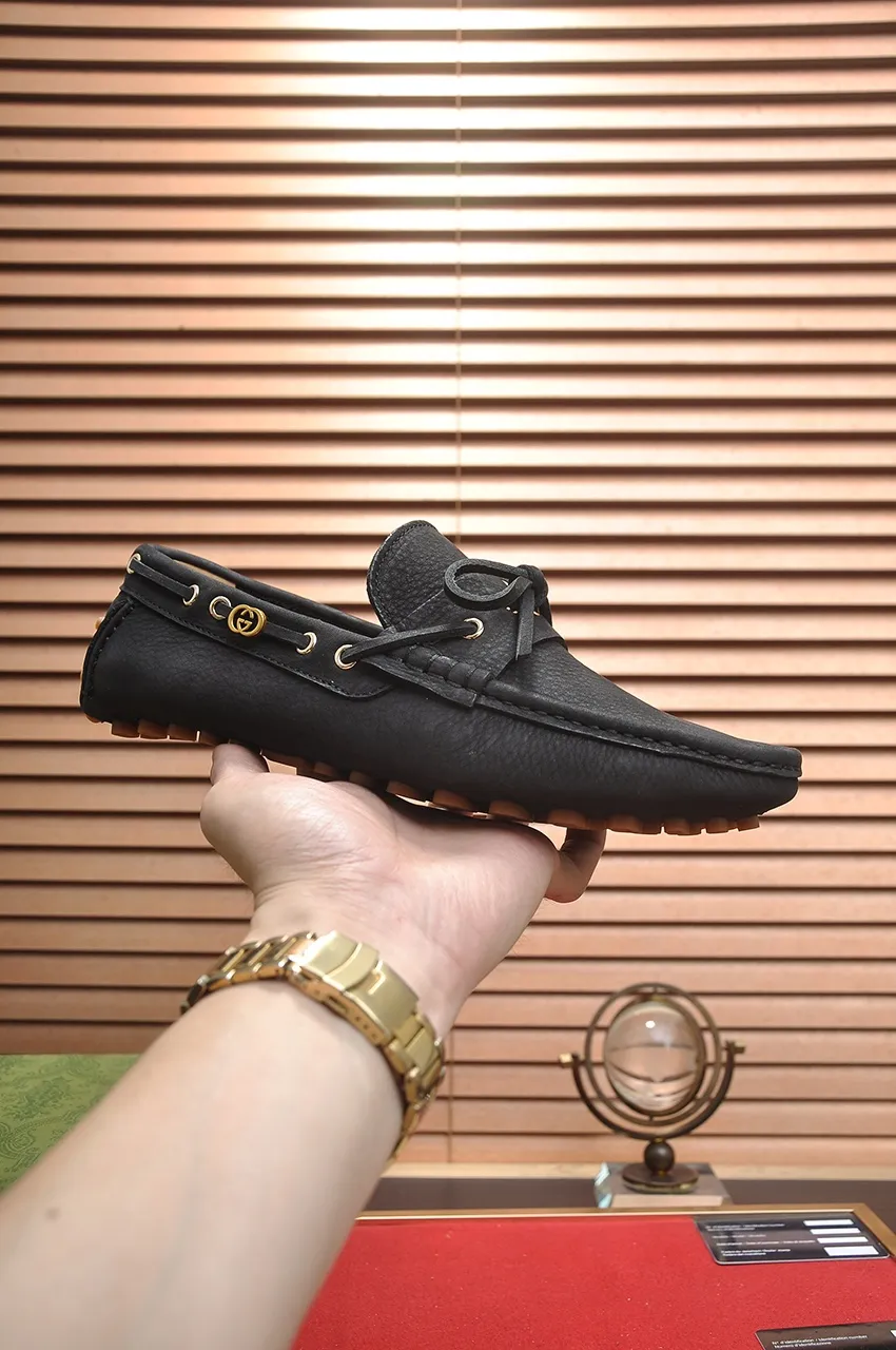 Men's Men's Shoes💰420💶【GUCCI】 (High-end Niuli) New 🍀Gucci*——Gucci Doudou Shoes! Made of imported original cowhide, the inner top layer is comfortable cowhide lining! Original wear-resistant rubber outsole! High quality products! Code number 38-44!